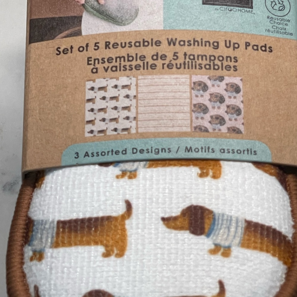 Dachshund print - Reusable Dish Washing Pads - Set of 5